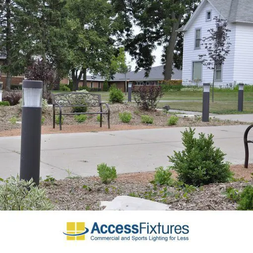 Bronze Round Flat Top Commercial Bollard Light with Type 5 Glass