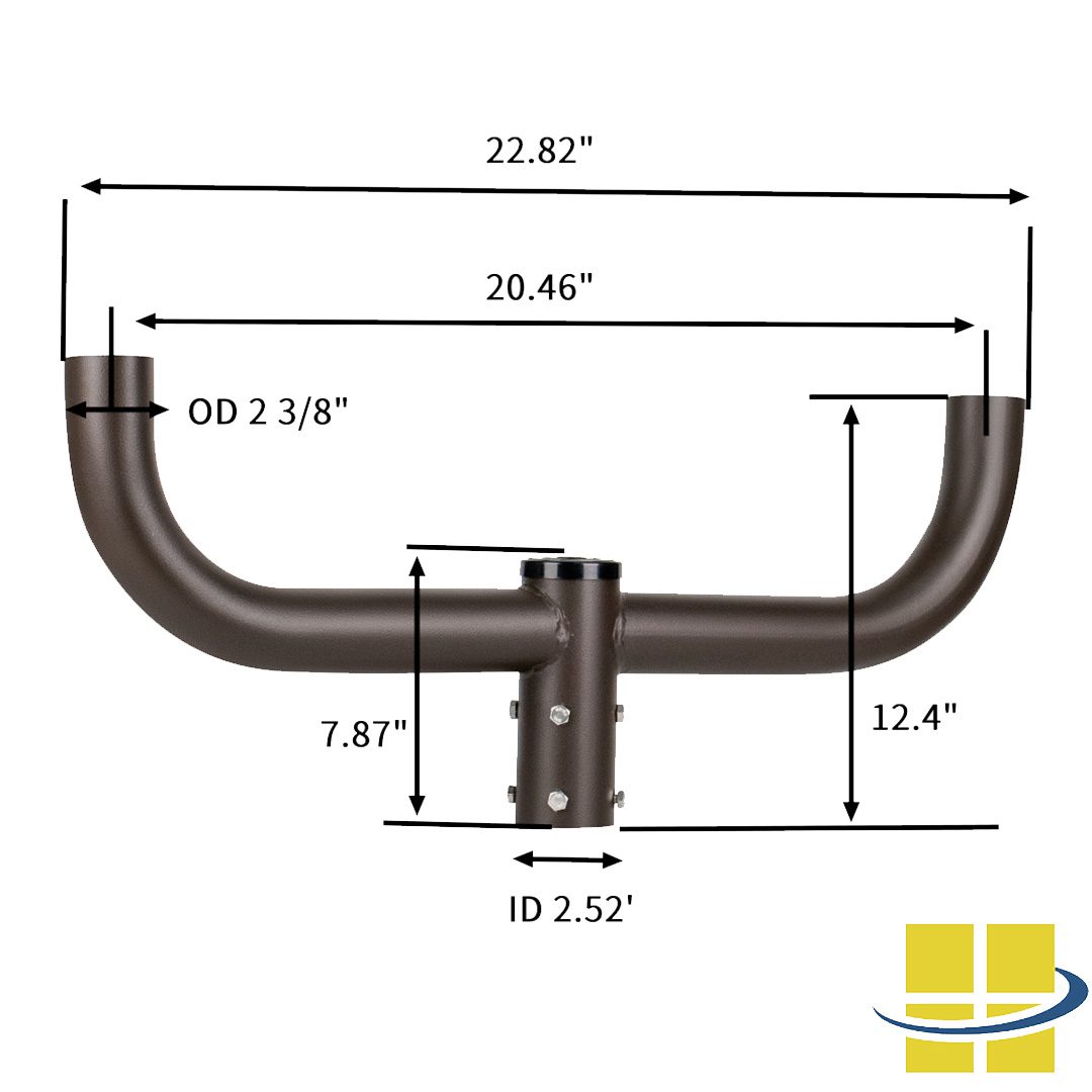 180 Degree Double Steel Bullhorn Mount for 2-3/8 Round Pole